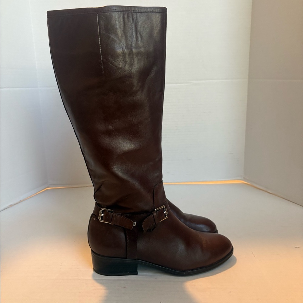Ralph Lauren Marion RLL Boots Knee High Brown Leather Riding Shoes Womens Sz 7.5